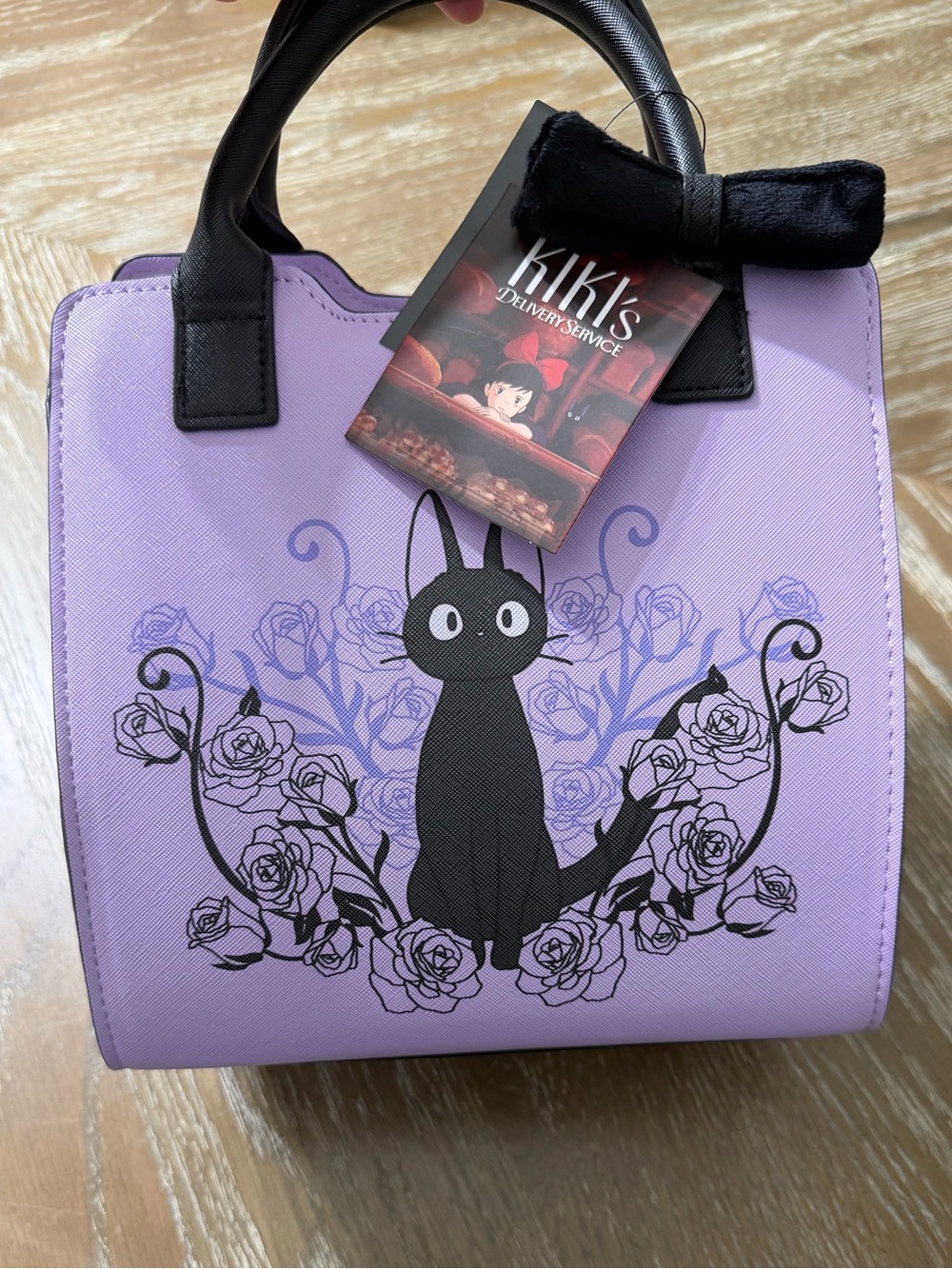 Studio Ghibli Kiki's Delivery Service Jiji Bow Floral Mini Satchel Bag - Picture 7 of 8